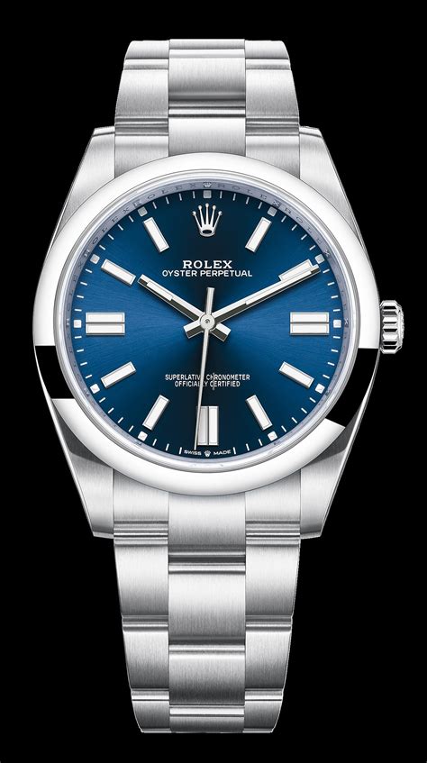 oyster perpetual rolex 39 black blue accents